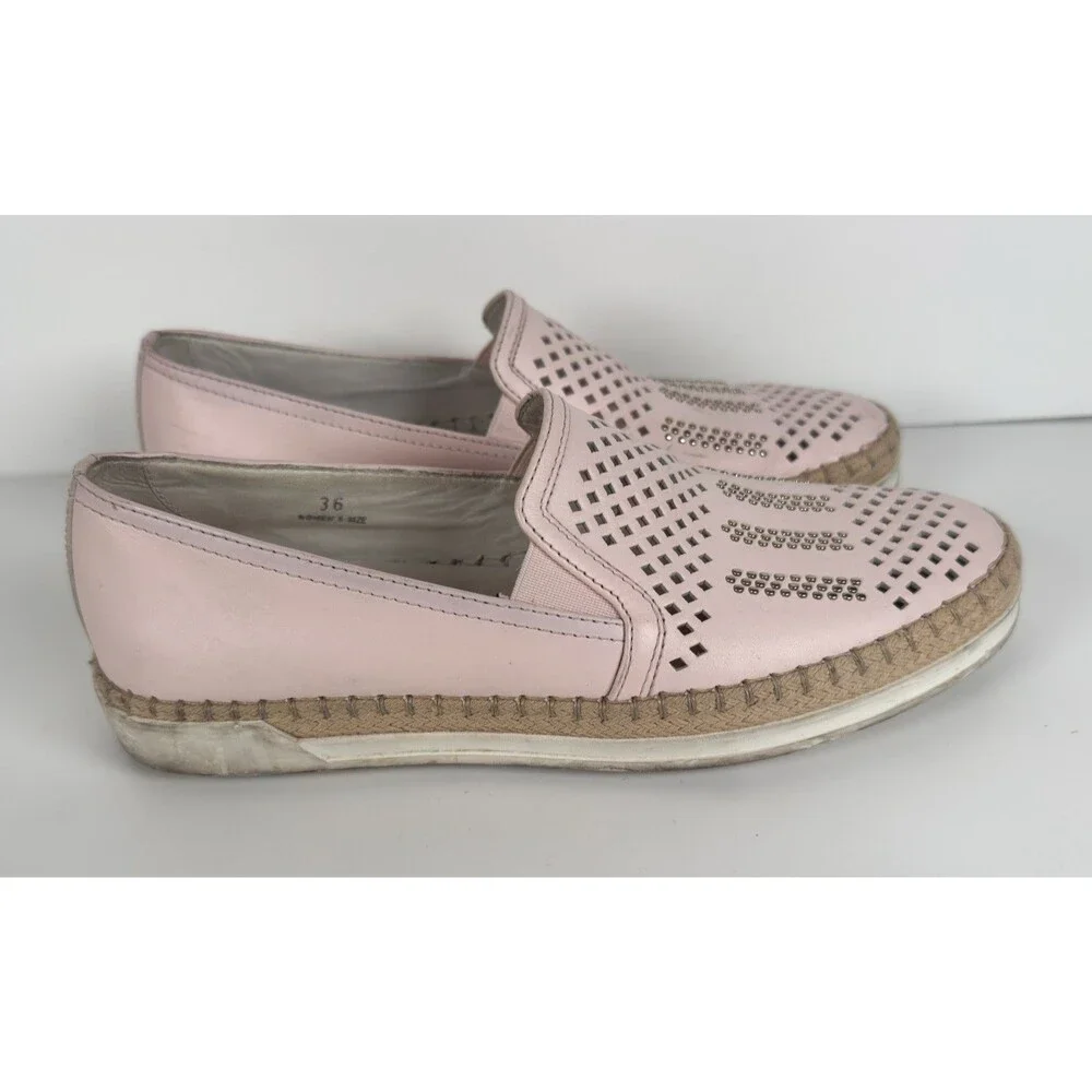 Tod's Women's Pale Pink Perforated Espadrille Flats Size EU 36 US 6